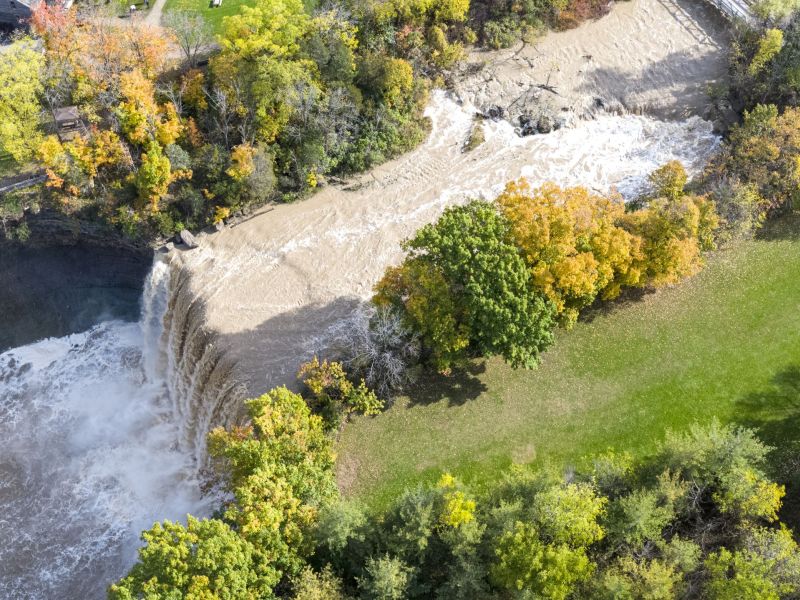 Aerial Photo - Ball's Falls Conservation Area- Fall Colours